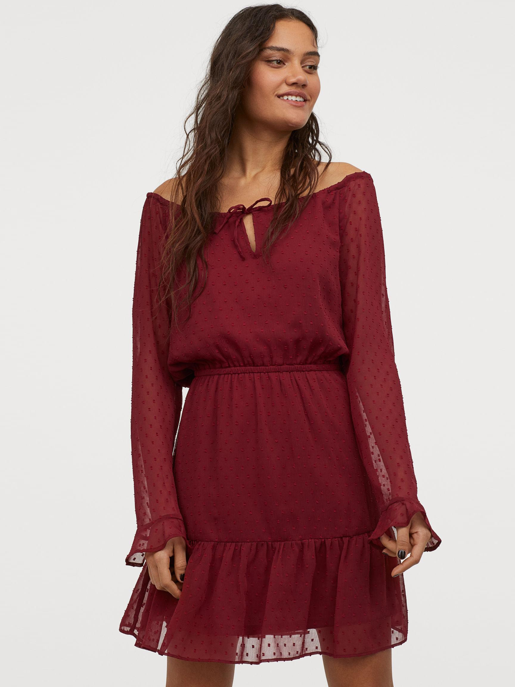 

Платье H&M 0816597-1  Бордовое, Платье H&M 0816597-1 34 Бордовое