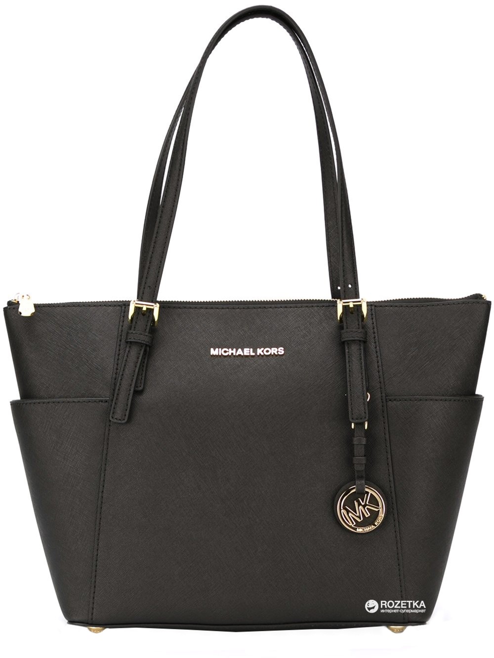 Акція на Жіноча сумка шкіряна Michael Kors Jet Set Item Tote 30F2GTTT8L001 Чорна від Rozetka