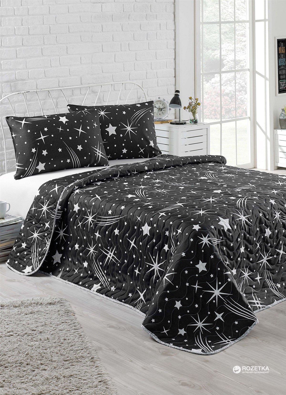 

Покрывало Eponj Home Halley Siyah 200x220 + наволочки 50x70 2 шт