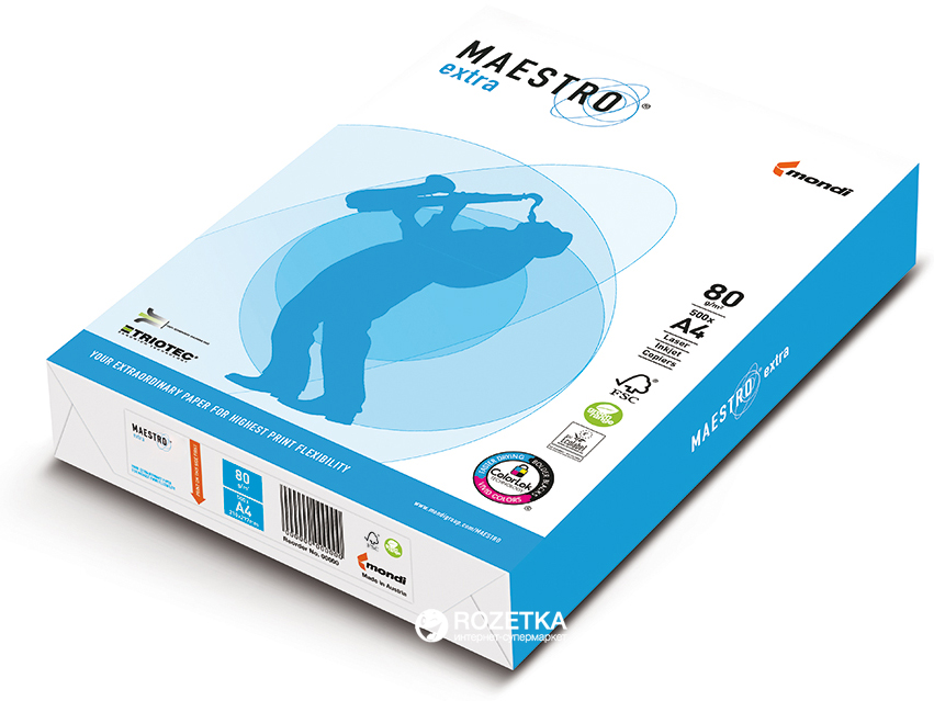 

Бумага офисная Maestro Extra А4 80 г/м2 класс A 500 листов Белая (9003974431598)