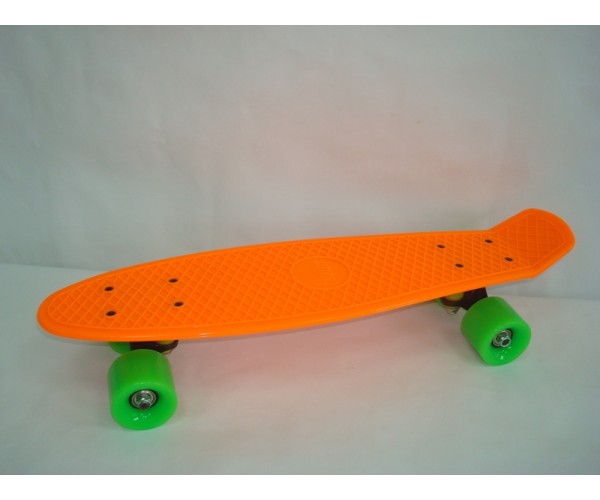 

Пенниборд Стандарт (Penny Board Classic) Оранжевый с салатовыми колесами