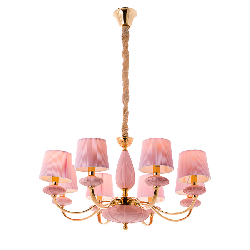 

Люстра подвесная с абажуром Light House ES-15413/8 Pink розовая