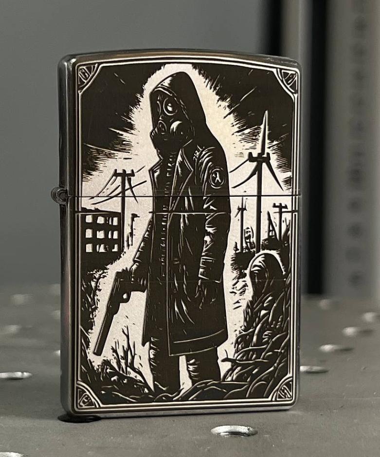 Запальничка Zippo street chrome 207 з гравіюванням Stalker оригінальна бензинова на подарунок для чоловіка (індивідуальне гравіювання)