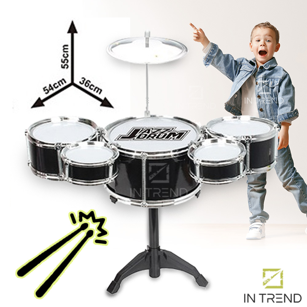 

Барабанная установка Drum Set Jazz 991-13 Детская музыкальная ударная для детей – Портативная маленькая игрушка мини барабаны с палочками + тарелка для начинающих, Black