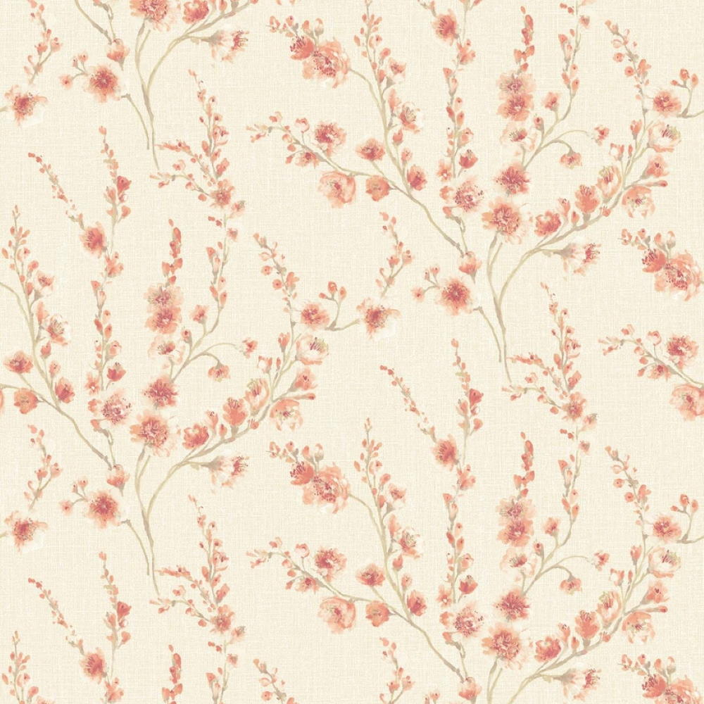 

Обои Grandeco Fiore FO3302 красные цветущие веточки