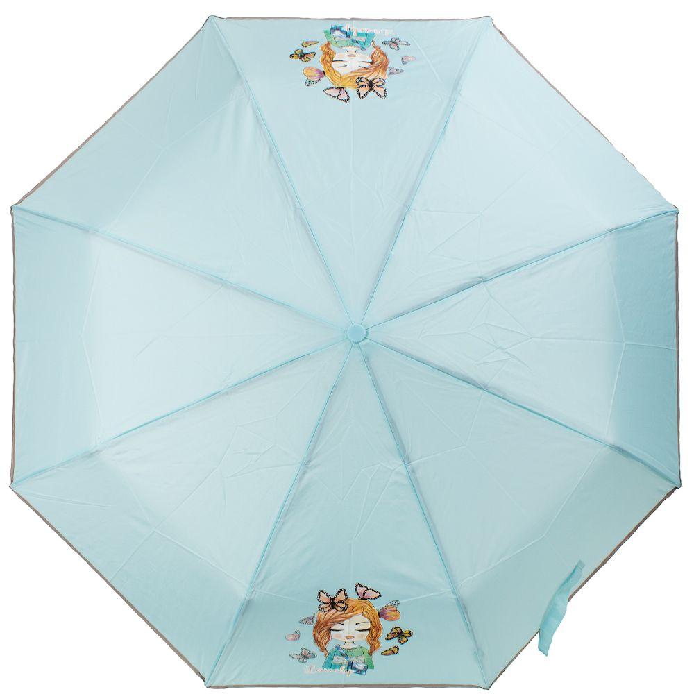 Женский складной зонт механический (ZAR3511-6) Art rain 98 см Голубой 000143985