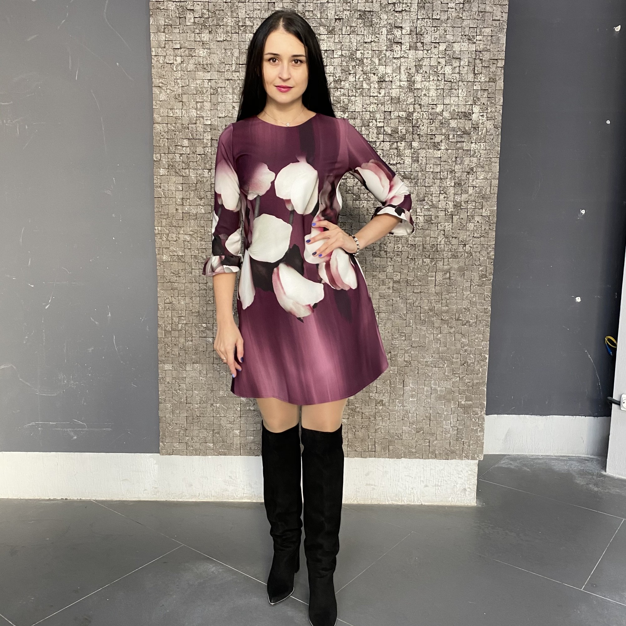 

Платье Gaja фиолетовое с белым размер M