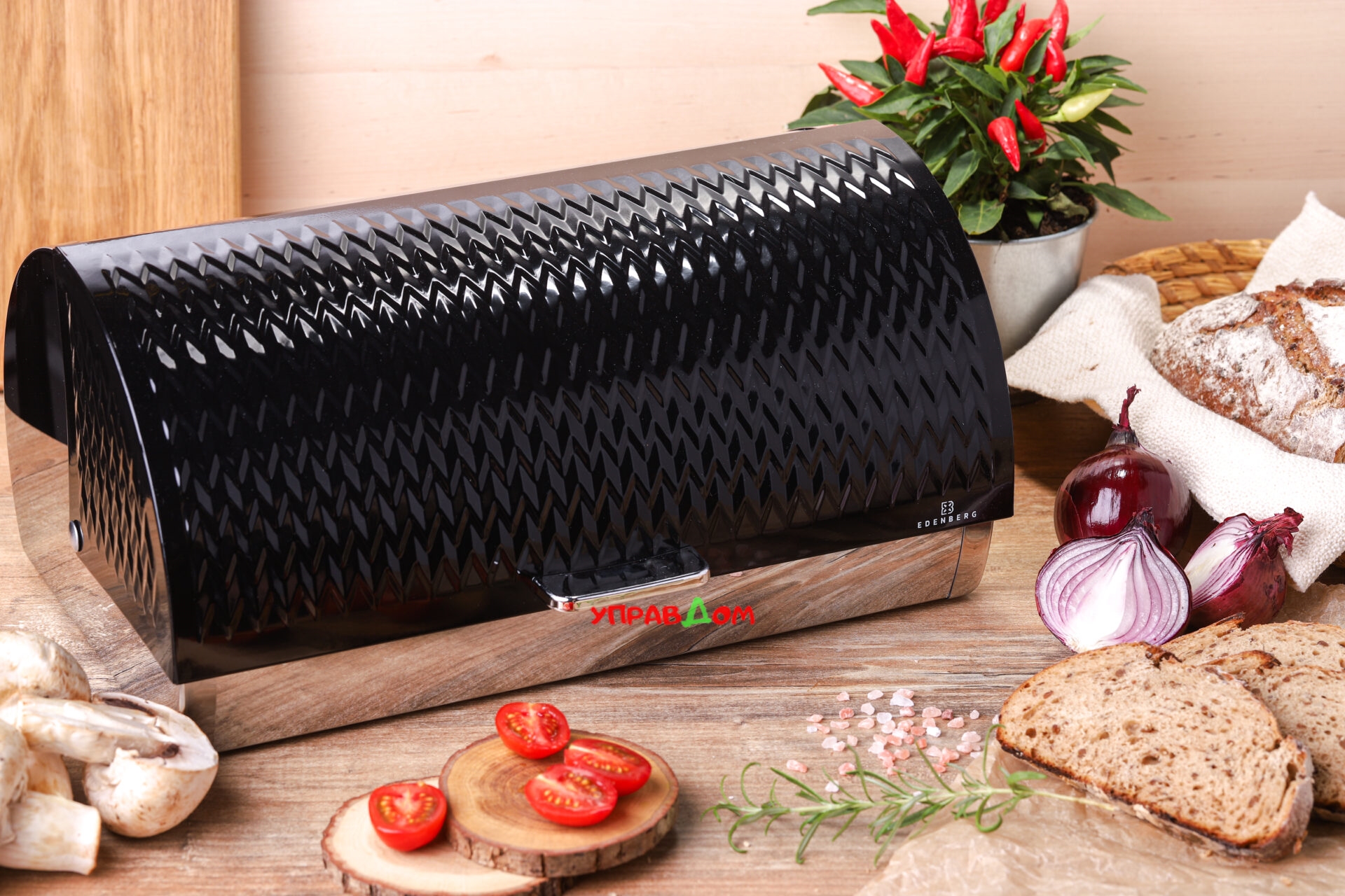 

Хлебница Edenberg из нержавеющей стали с вращающейся крышкой (EB-130)