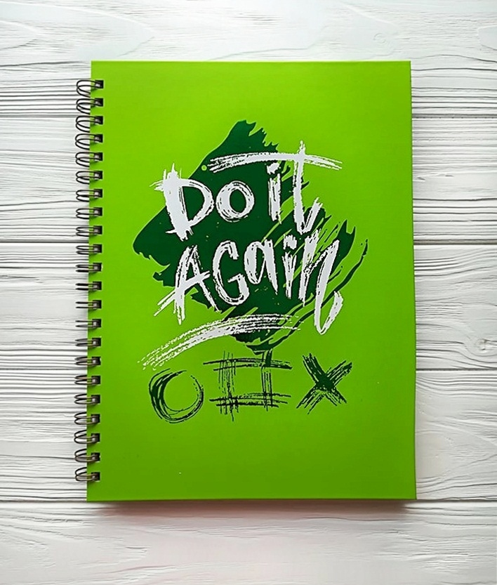 

Блокнот Аркуш B5 Слоган салатовый 120 листов в клетку боковая спираль твердая обложка (1NB508)