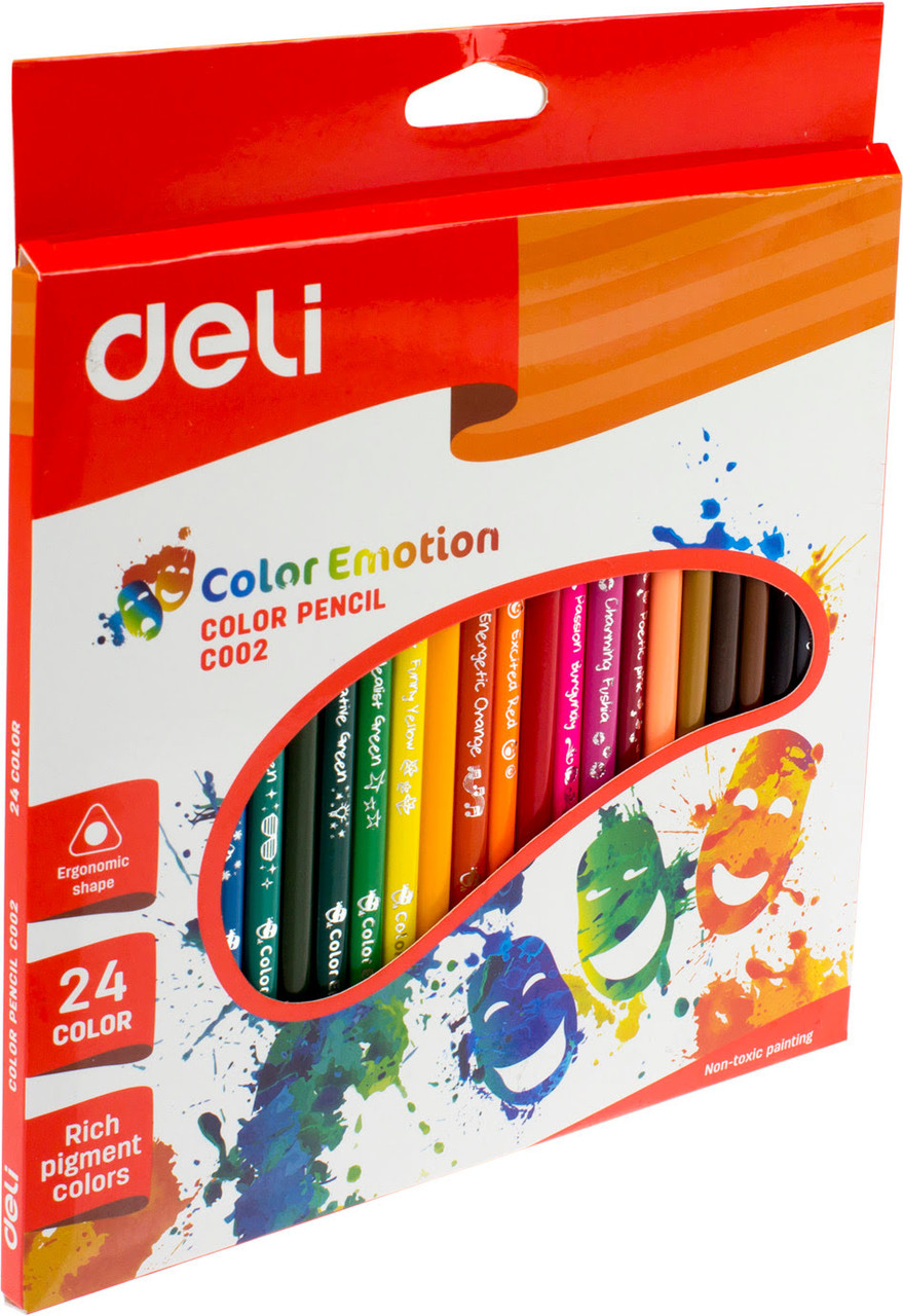 

Олівці кольор. 24 кольор. "Deli" №EC00220 Color Emotion трикут.,дерев. корпус