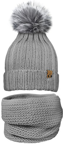 

Зимний комплект (шапка + шарф-снуд) Anmerino Tykovka-403_79 48-50 см Серый