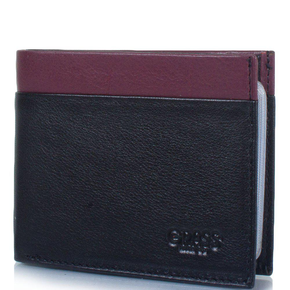 

Мужская кожаная визитница Grass 10х8х1,7 см Черный