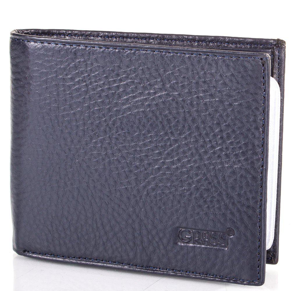 

Мужская кожаная визитница Grass 10х8х1,5 см Синий
