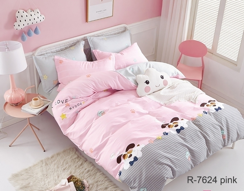 

Комплект постельного белья с компаньоном R7624 pink ТМ TAG 150x215 см