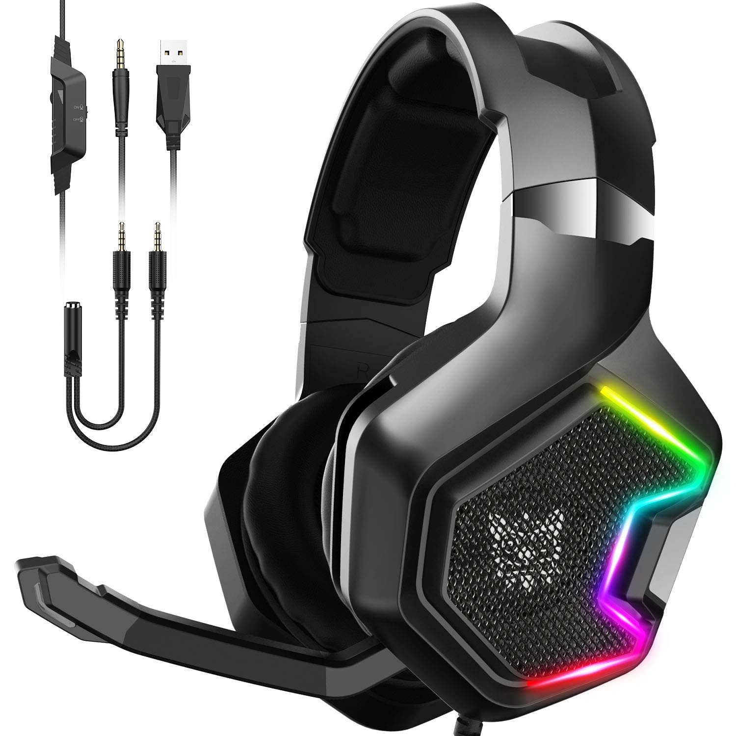

Игровые наушники ONIKUMA Gaming with LED K10 Black