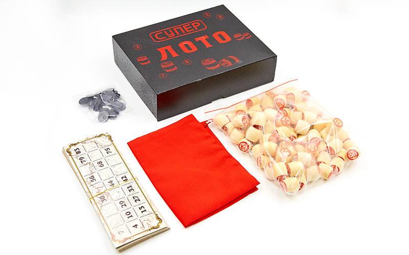 

Русское лото настольная игра с деревянными бочонками в коробке для взрослых и детей Zelart Черный (IG-8823)