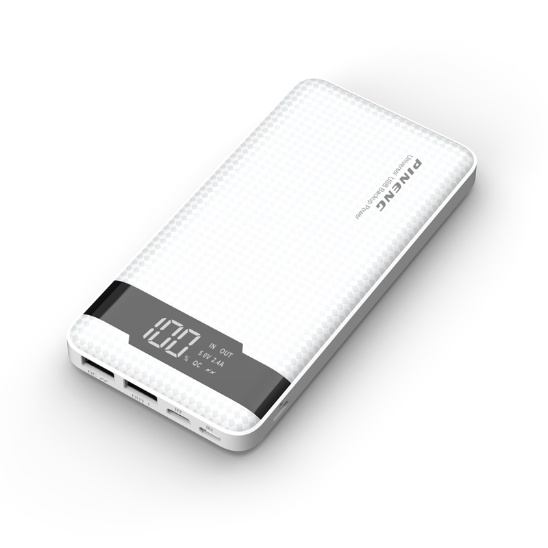 

Внешний аккумулятор Power Bank Pineng PN-961 10000 mAh 3 Input & 2 Output Quick Charge 3.0 White