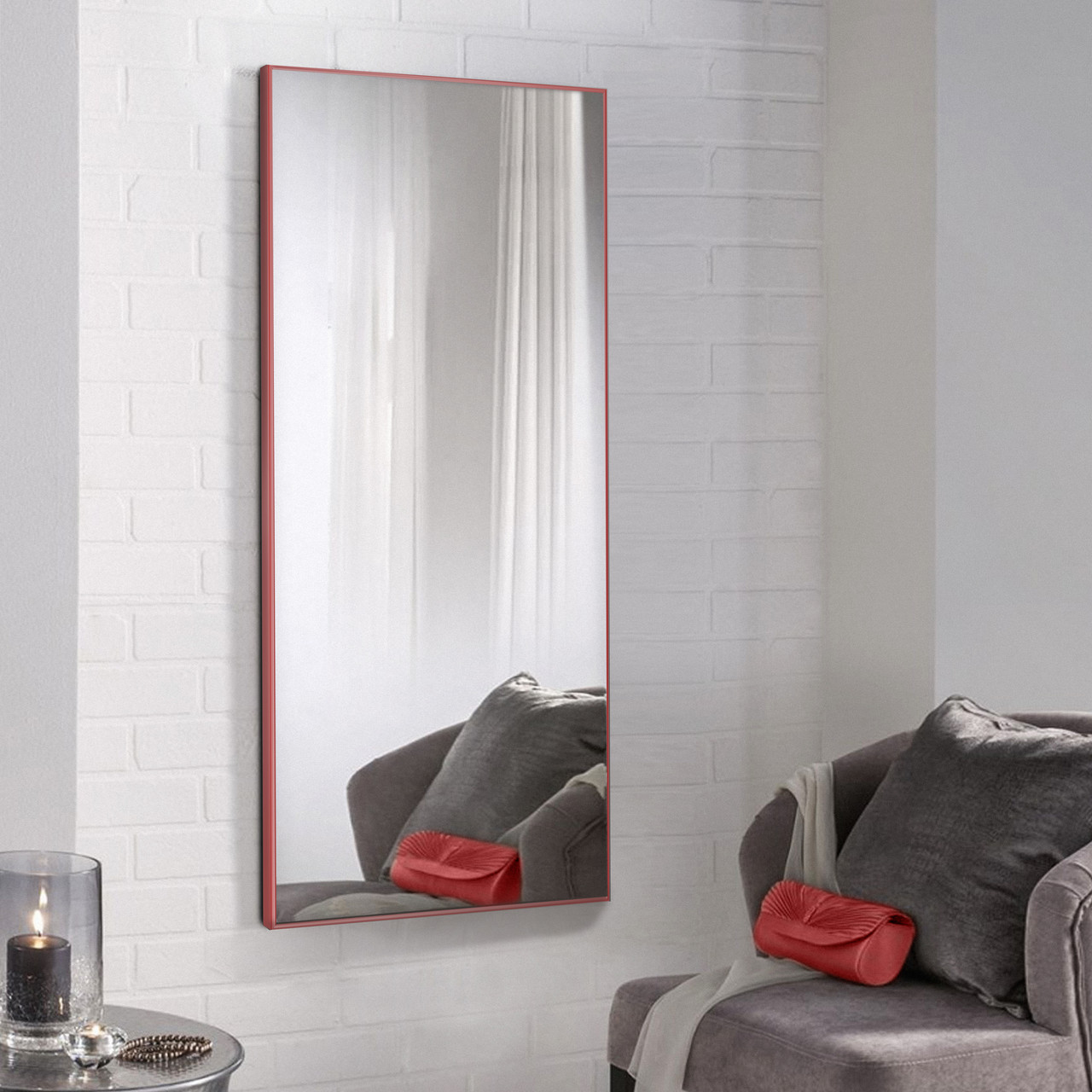 

Зеркало в алюминиевой раме 150 х 70 см красное Alum-Red