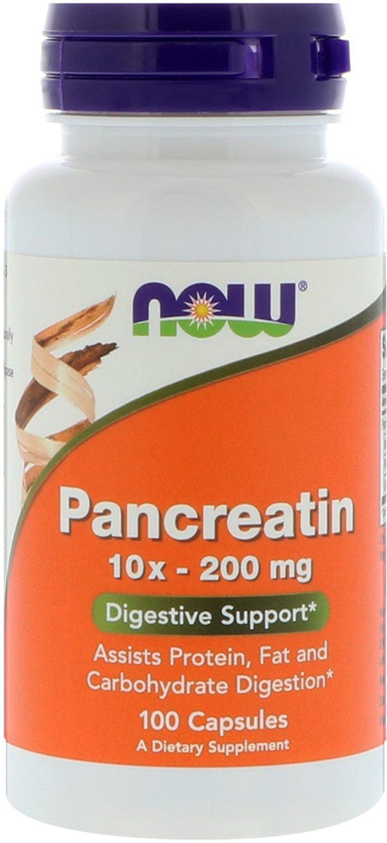 

Натуральная добавка Now Foods Панкреатин 10 x 200 мг 100 капсул (733739029454)