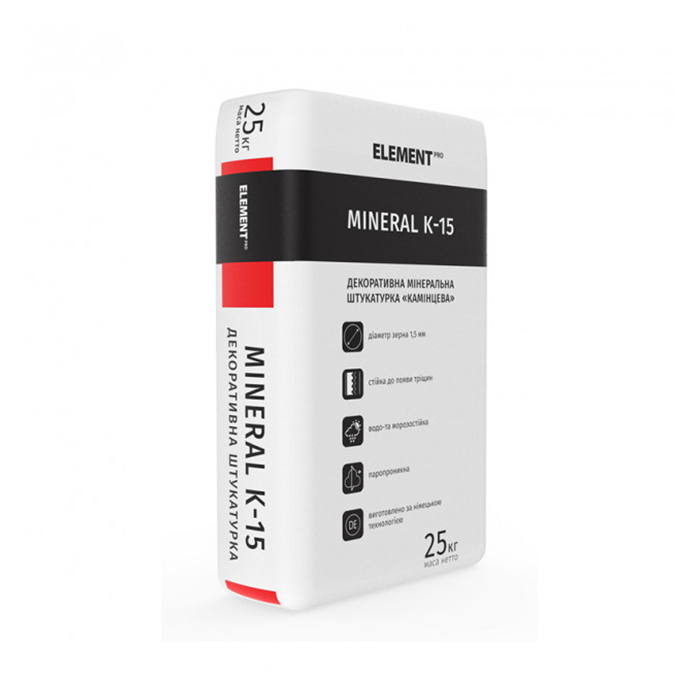

Декоративна фасадна штукатурка ELEMENT PRO+FACADE SYSTEM MINERAL К-15 Барашек (25 кг)