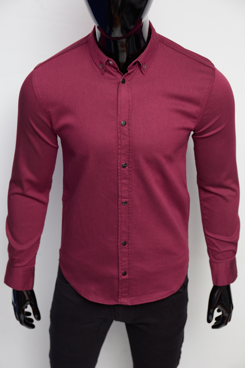 

Рубашка мужская джинсовая Fashion Republic 16000 1 S Бордовый