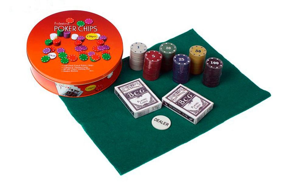 

Покерный набор на 120 фишек в круглой металлической коробке Poker Chips №120т Poker Chips