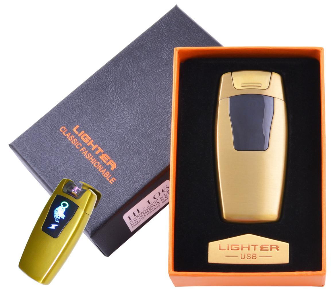 

Электроимпульсная зажигалка в подарочной коробке Тигр №HL-106 Gold Lighter
