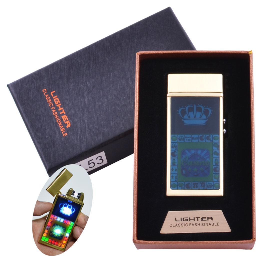 

Зажигалка в подарочной коробке Casino (Двойная молния) №HL-53 Gold Lighter
