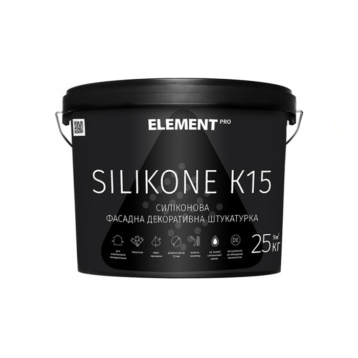 

Штукатурка (Бараник) ELEMENT PRO+FACADE SYSTEM SILIKONE K15 фасадна (25 кг)