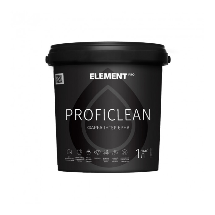 

Фарба інтер'єрна ELEMENT PRO+FACADE SYSTEM PROFICLEAN База А (1 л)