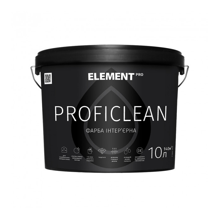

Фарба інтер'єрна ELEMENT PRO+FACADE SYSTEM PROFICLEAN база А (10 л)