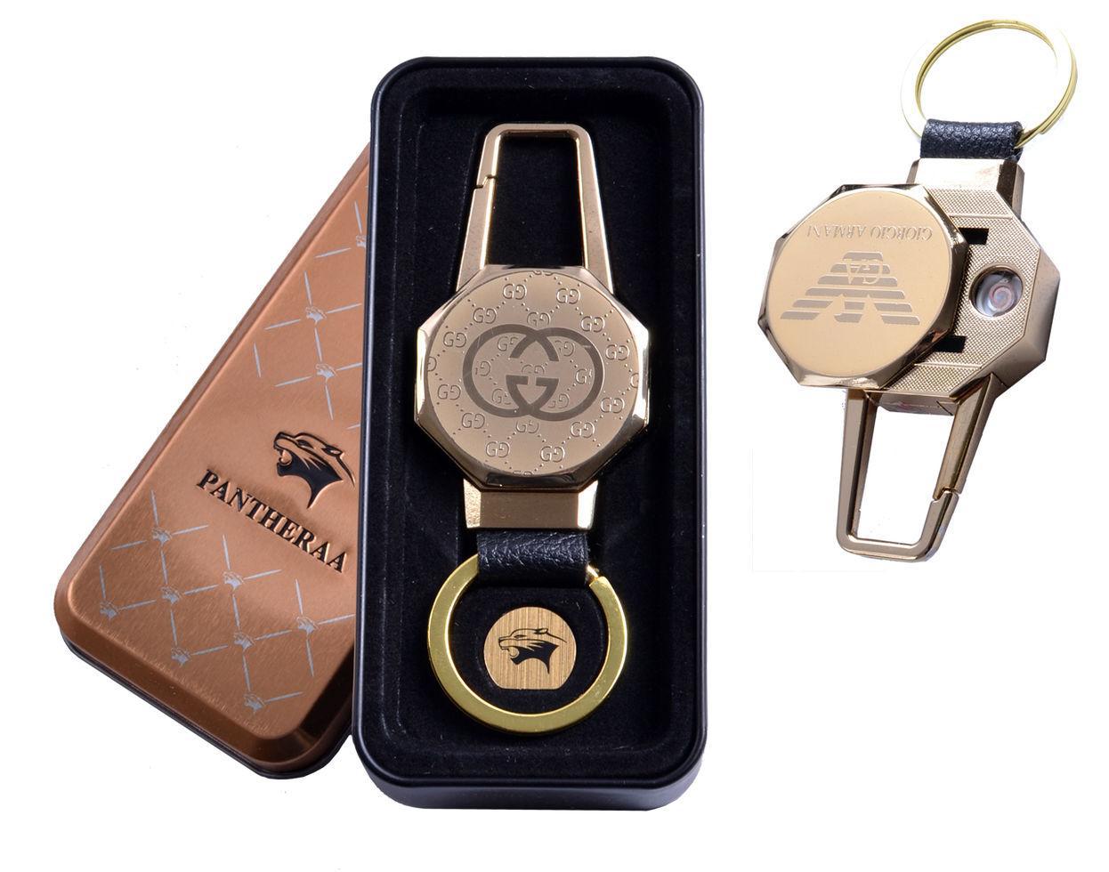 

USB зажигалка в подарочной металлической коробке (брелок + фонарик) №4687B-3 USB