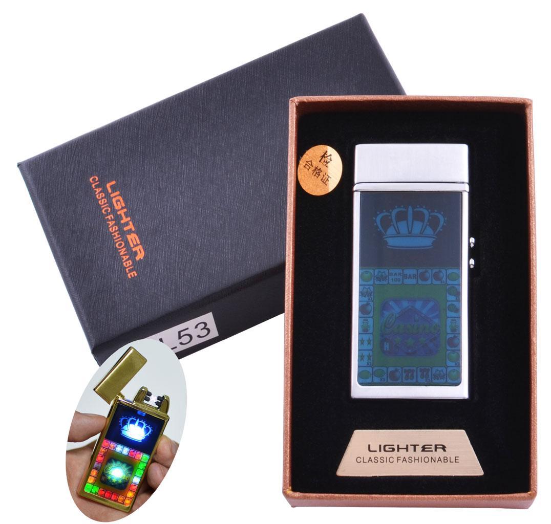 

Зажигалка в подарочной коробке Casino (Двойная молния) №HL-53 Silver Lighter