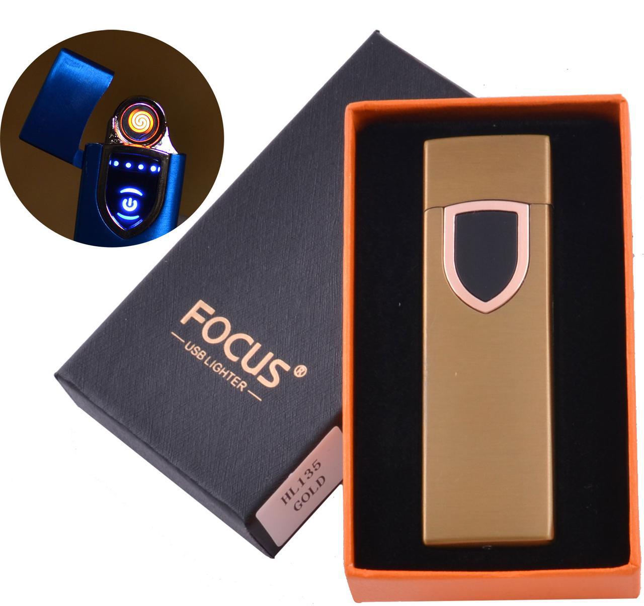 

USB зажигалка в подарочной коробке FOCUS (Спираль накаливания) №HL-135 Gold USB