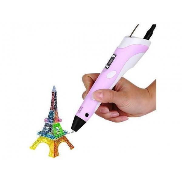 

Детская 3D ручка с LCD дисплеем 3D pen-2 для 3Д рисования ребенку розовая (0577)