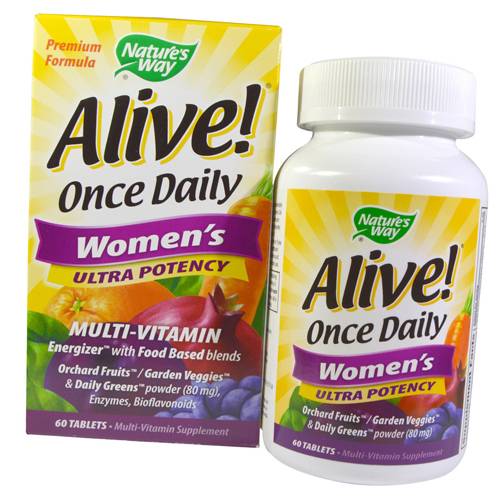 

Мультивитамины для женщин, Alive! Once Daily Women's Ultra Potency, Nature's Way 60таб (36344017)