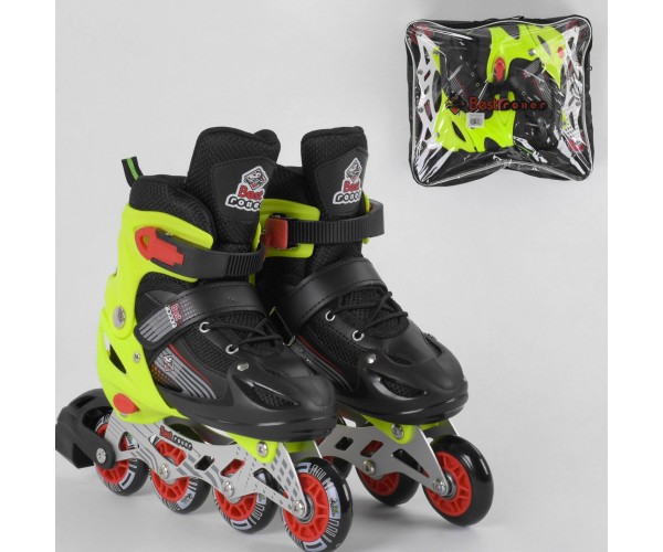 

Раздвижные роликовые коньки (Ролики) Best Roller М 90015 (размер 34-37, М) колеса PVC, светящееся, Черно-зеленые