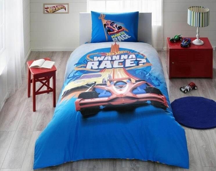 

Комплект постельного белья TAC Hot Wheels Race Ранфорс детский и подростковый