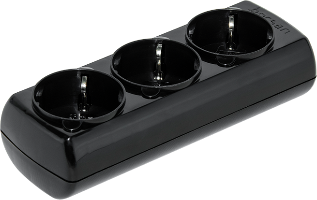 Колодка Borsan з заземленням 3 розетки Black (BR-1573-0)