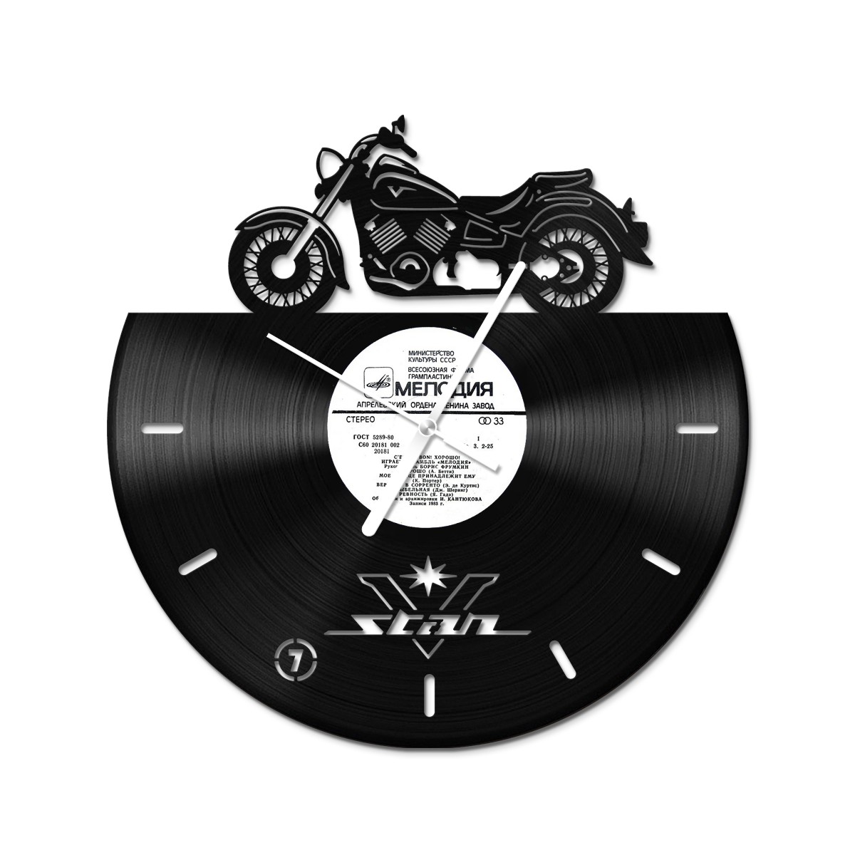 

Вініловий годинник Bear Kustom Arts Ямаха Vstar Мотоцикл 30 см