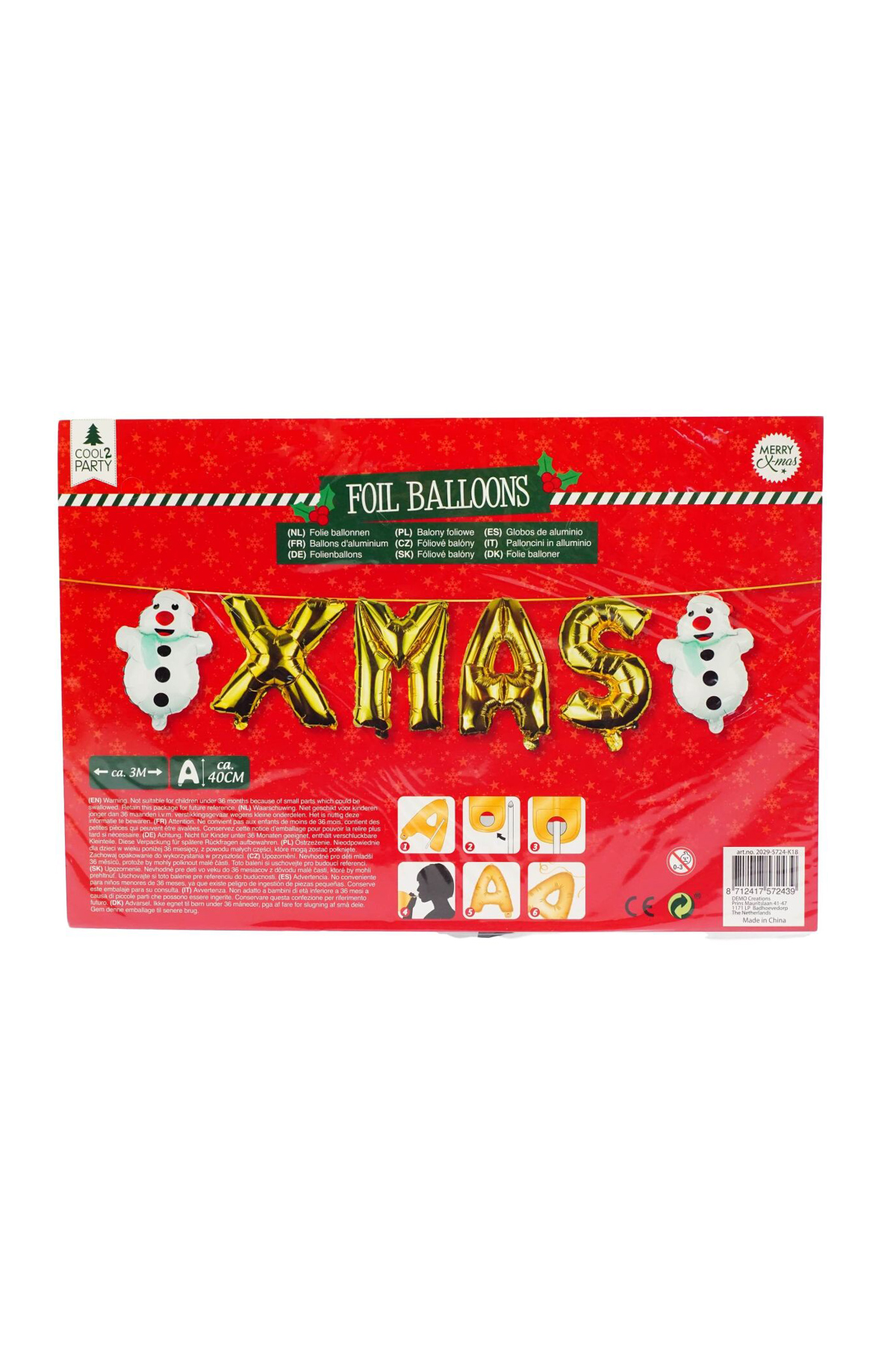 

Новогодняя гирлянда с воздушными шарами из фольги Cool 2 party золотой-разноцветный K23-550082