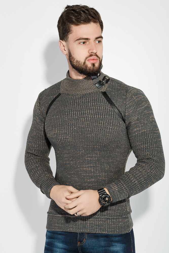 

Свитер мужской с пряжками на шее Time of Style 48P3293 XL Серо-бежевый