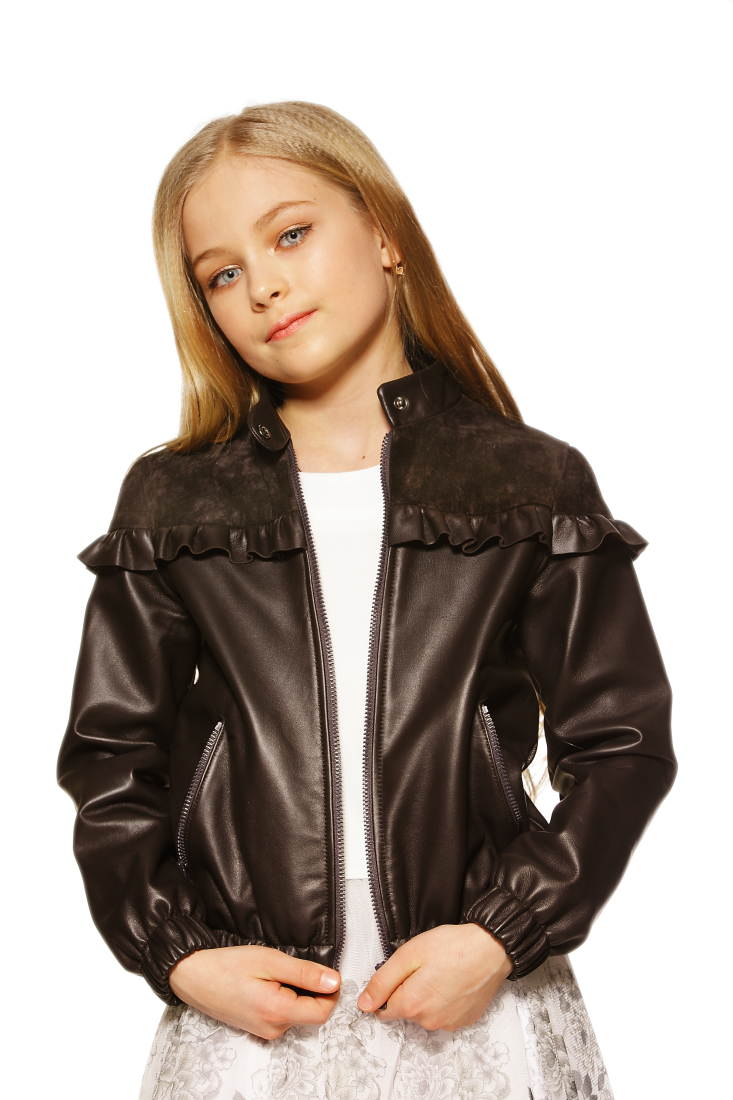 

Куртка Lukas Kids кожаная с кокеткой рюш 152 коричнева (8102)
