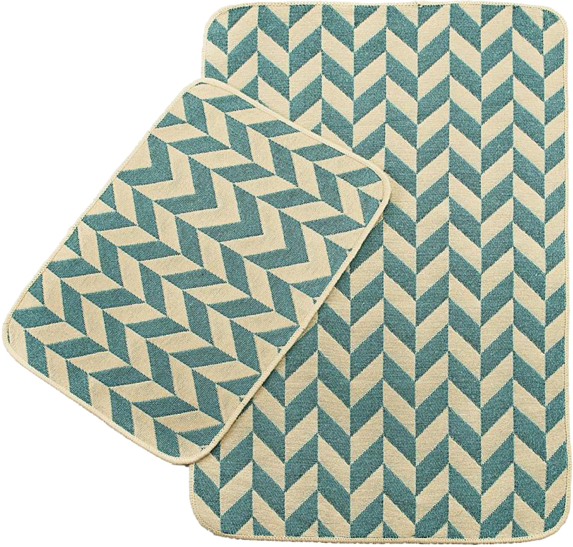 

Набор ковриков в ванную комнату Izzihome Solo 40x60, 60x90 см Krem Mavi Zigzag