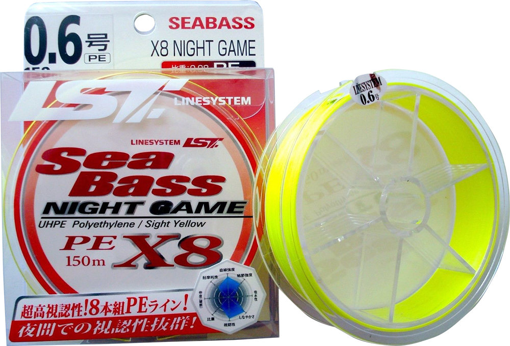 

Шнур LineSystem Sea Bass X8 Night Game 150 м #0.6 4.5 кг Желтый (L6206B)