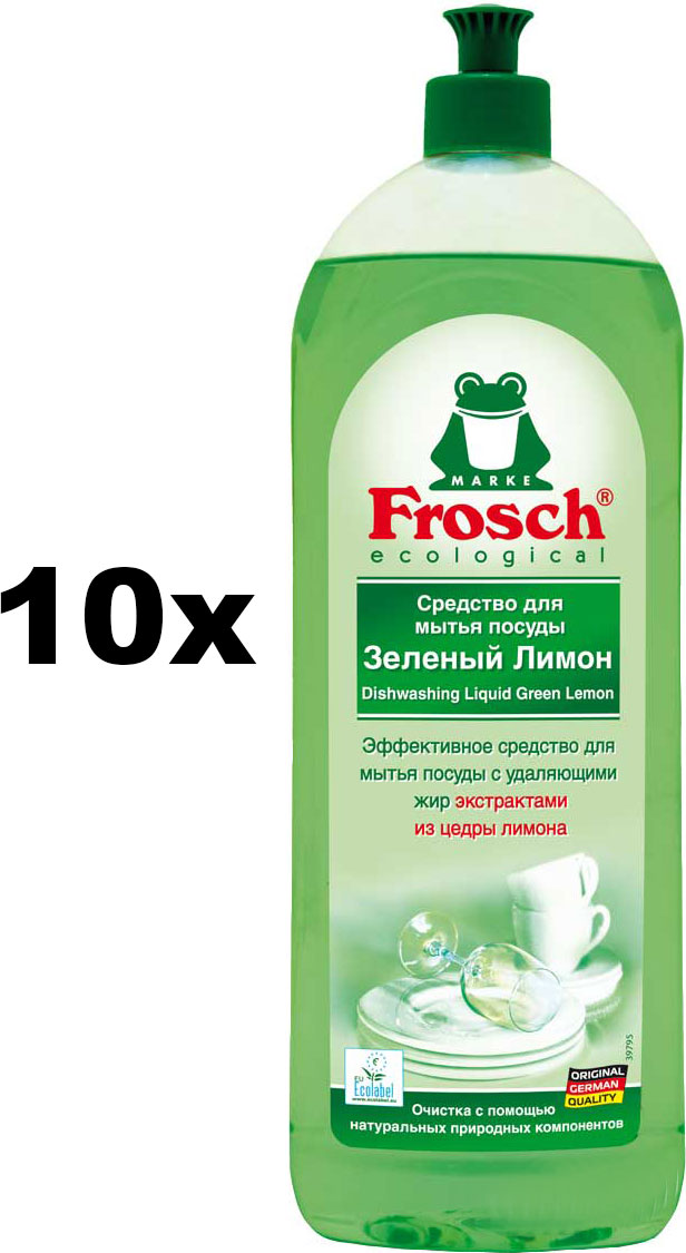 Акція на Упаковка очищающего бальзама для посуды Frosch Зеленый лимон 1 л х 10 шт (4009175048097) від Rozetka UA