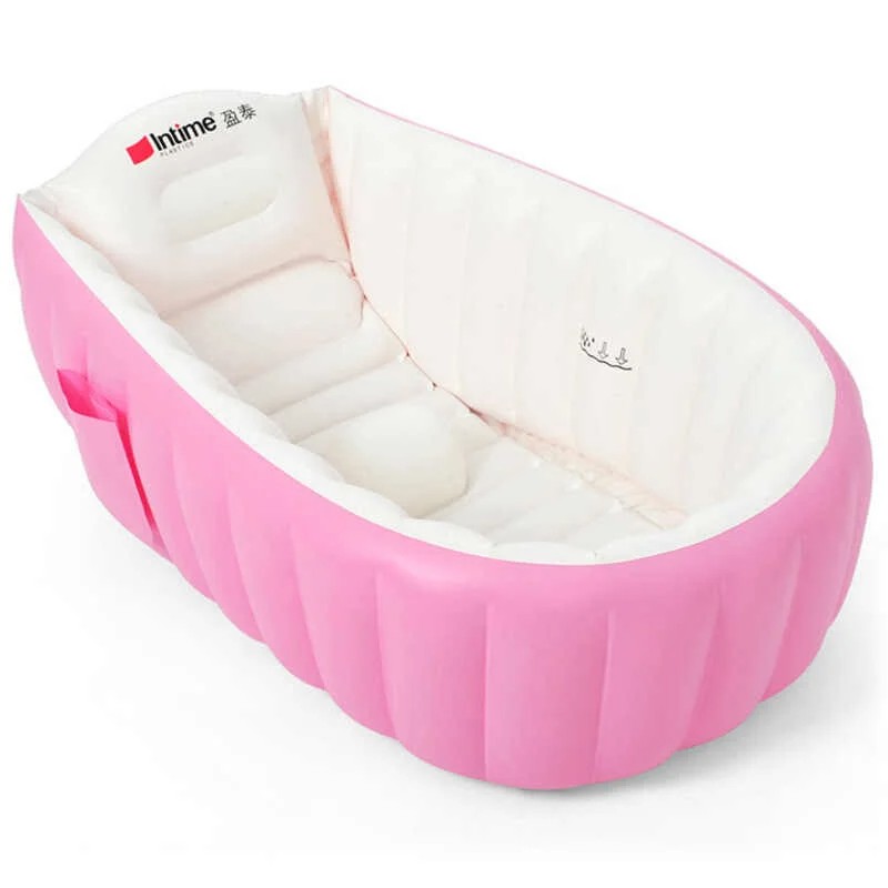 

Надувная ванночка детская для купания плюс насос Intime Baby Bath Tub Розовая