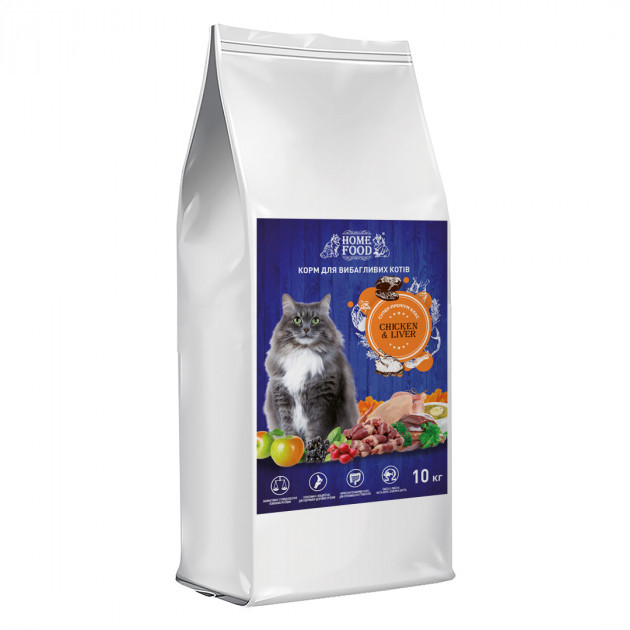 

Корм для привередливых кошек Home Food с курочкой и ливером 10 кг (4828333581000)