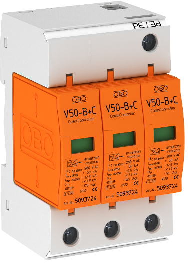 

ПЗІП OBO 1 V50-B+C 3-280 50 кА 12.5 кА 1.3 кВ