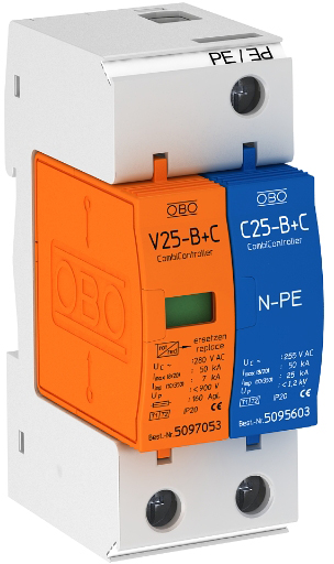 

ПЗІП OBO 1+2 V25-B+C 1+NPE 50 кА 7 кА 0.9 кВ